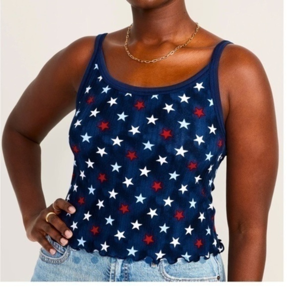 OLD NAVY Rib-Knit Lettuce-Hem Cropped Tank Top for Women